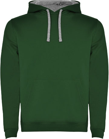 Sweat à capuche Homme 280gr à personnaliser Urban ROLY Vert bouteille et Gris chiné